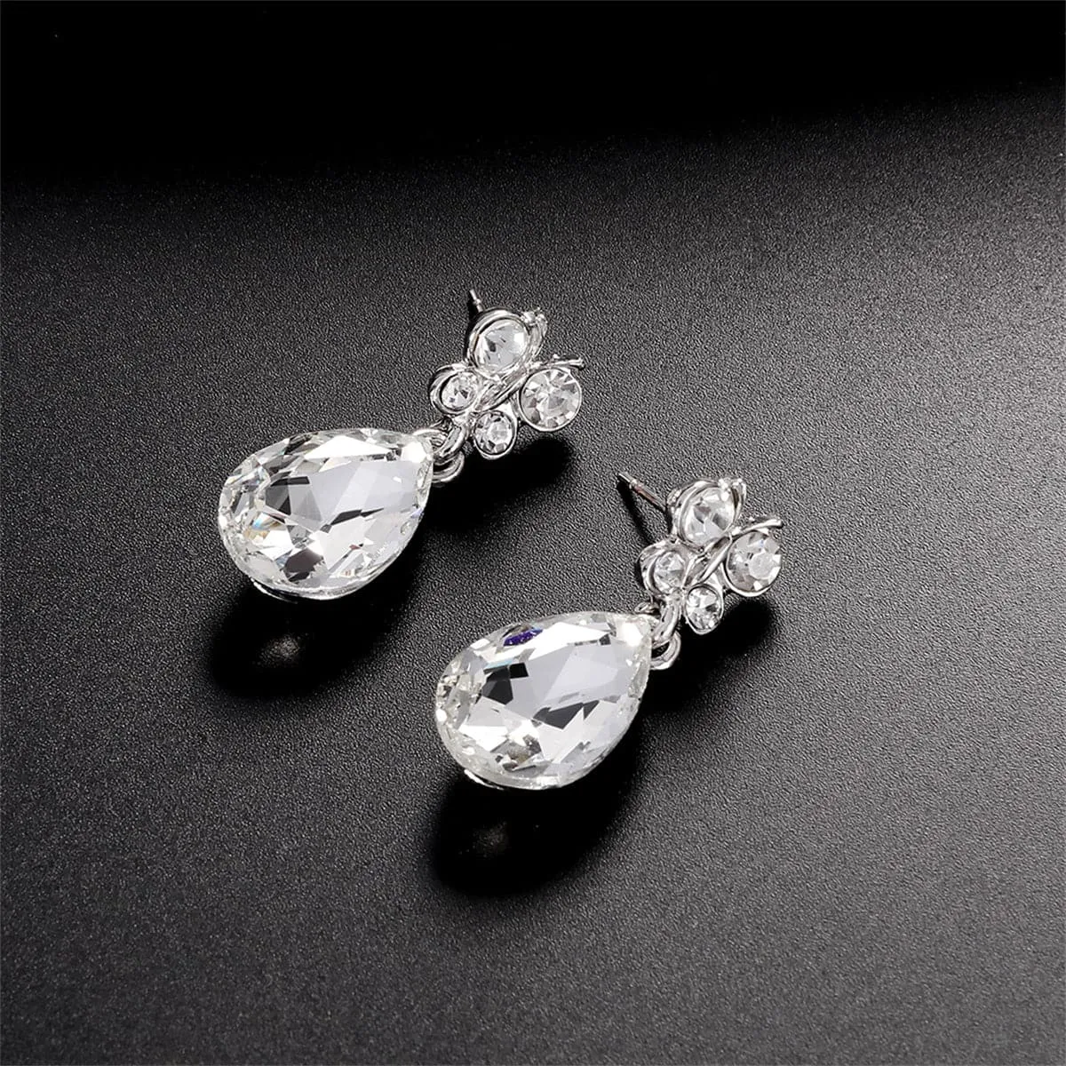 Crystal & Cubic Zirconia Butterfly Drop Earrings & Necklace Set