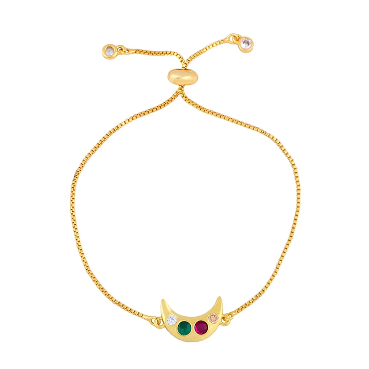 Crystal & Cubic Zirconia Moon Adjustable Bracelet