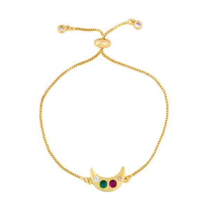 Crystal & Cubic Zirconia Moon Adjustable Bracelet