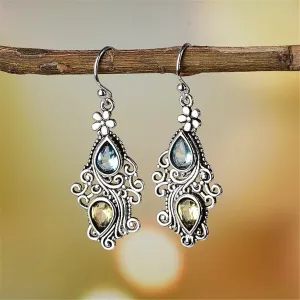 Crystal & Silver-Plated Double Pear Cut Drop Earrings