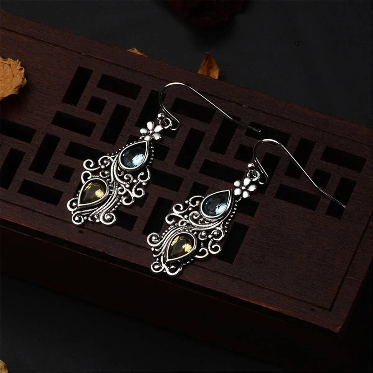 Crystal & Silver-Plated Double Pear Cut Drop Earrings