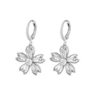 Crystal & Silver-Plated Floral Huggie Earrings