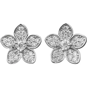 Crystal Flower Stud Earrings (Silver)
