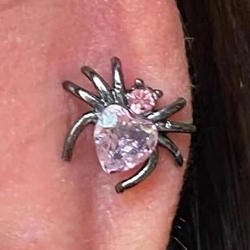 Crystal Heart Spider Stud Snake Goth Earrings