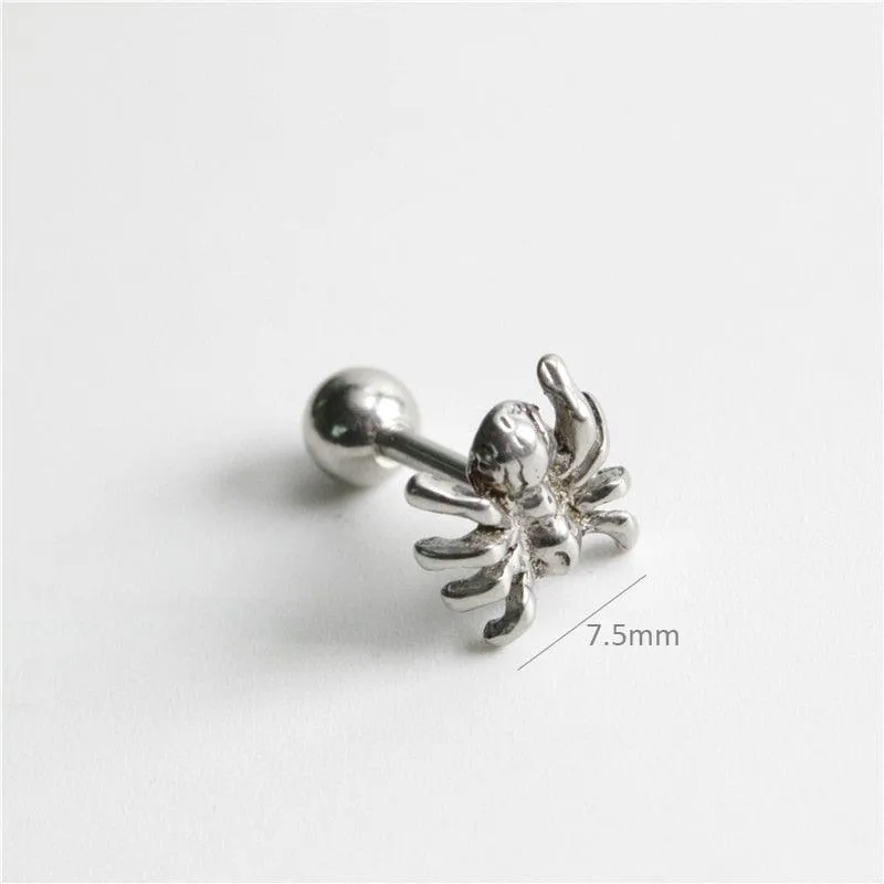 Crystal Heart Spider Stud Snake Goth Earrings