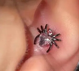 Crystal Heart Spider Stud Snake Goth Earrings