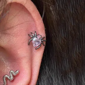 Crystal Heart Spider Stud Snake Goth Earrings