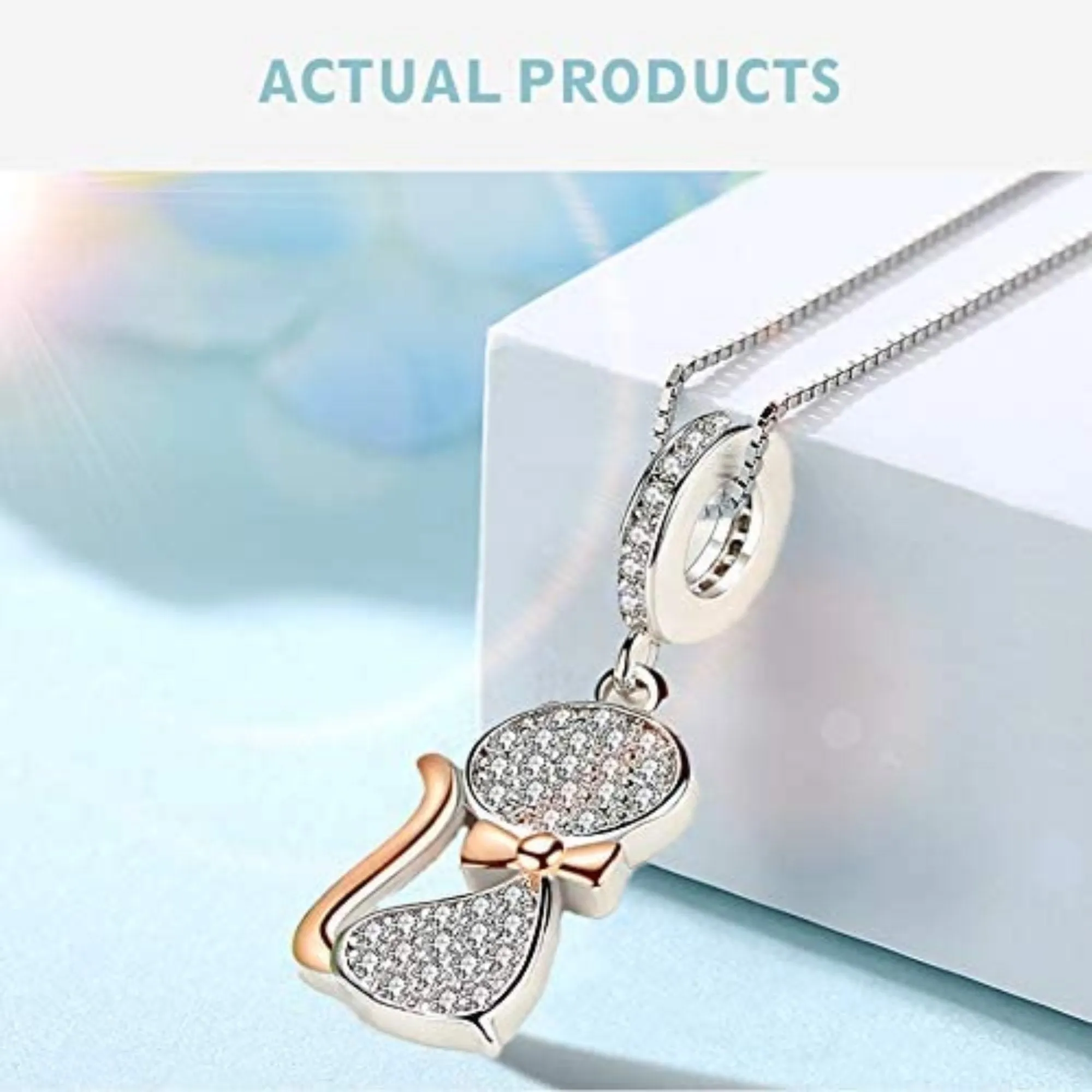 Crystal Kitty Cat Dangle Pendant Charm
