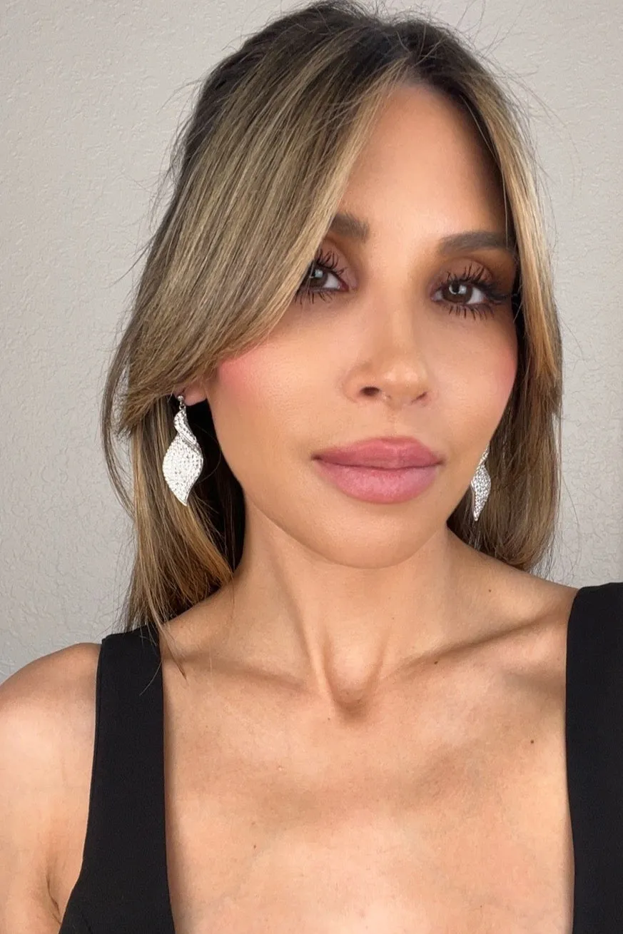 Crystal Leaf Sterling Silver Drop Earring