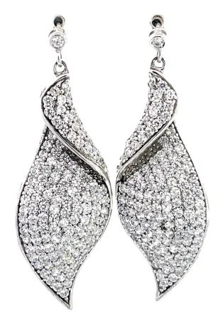 Crystal Leaf Sterling Silver Drop Earring