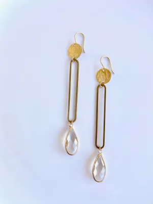 Crystal Teardrop Open Bar Earrings
