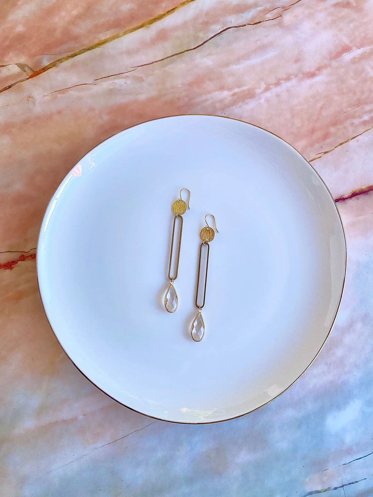 Crystal Teardrop Open Bar Earrings