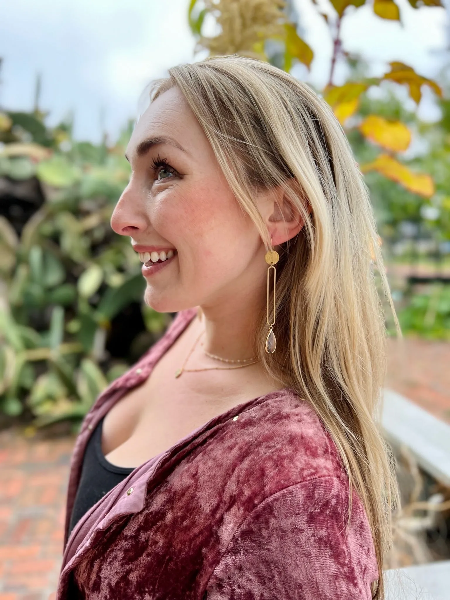 Crystal Teardrop Open Bar Earrings