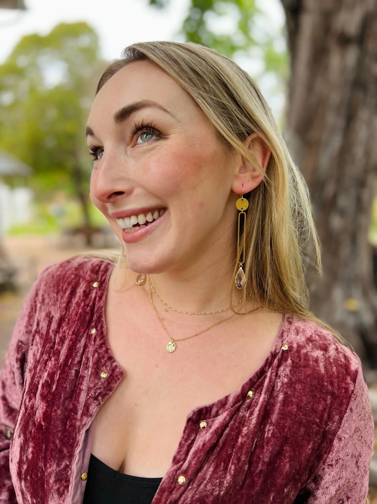 Crystal Teardrop Open Bar Earrings