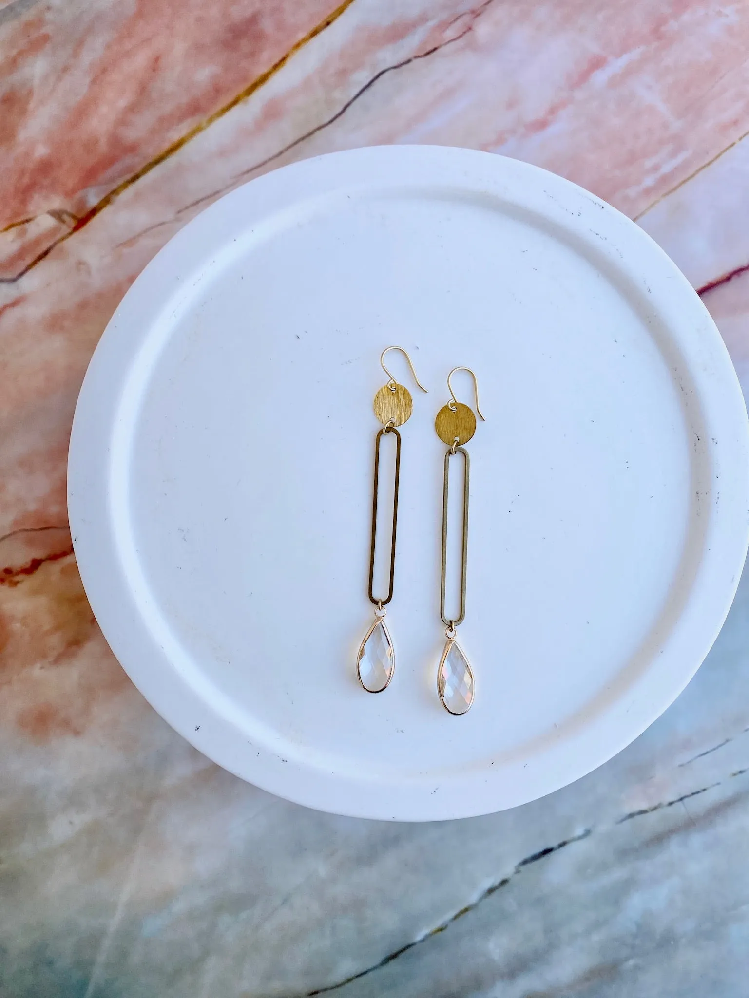 Crystal Teardrop Open Bar Earrings