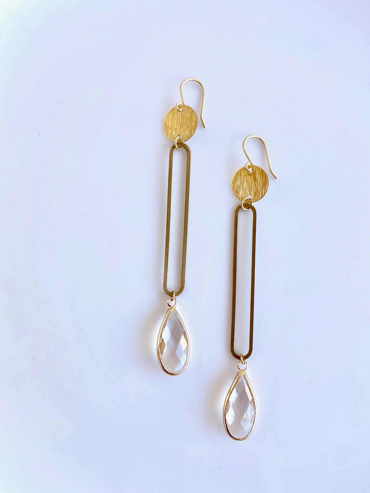 Crystal Teardrop Open Bar Earrings