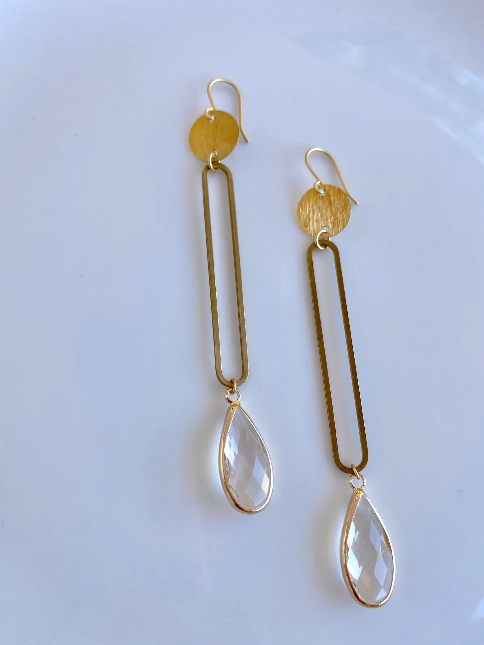 Crystal Teardrop Open Bar Earrings