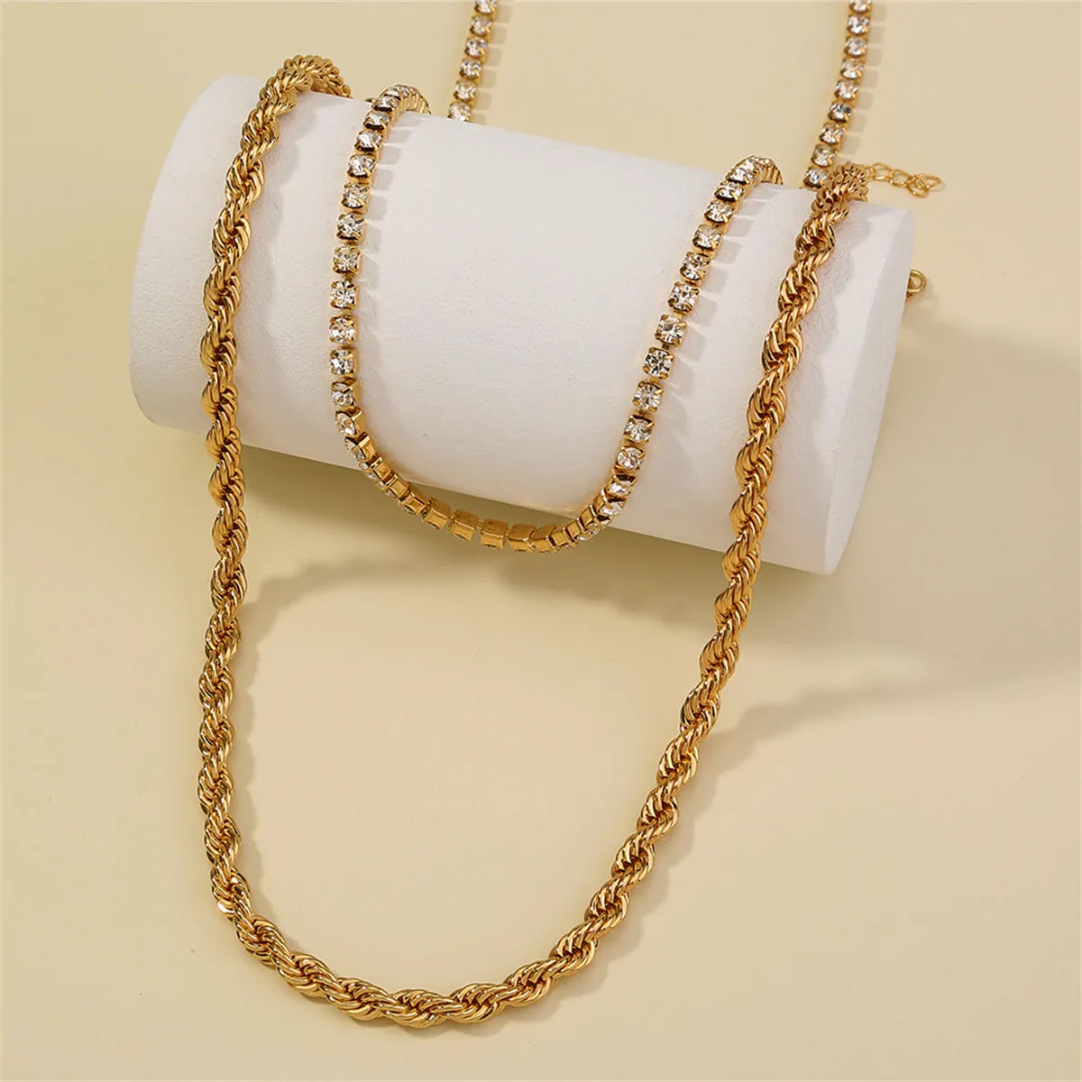 Cubic Zirconia & 18K Gold-Plated Necklace Set
