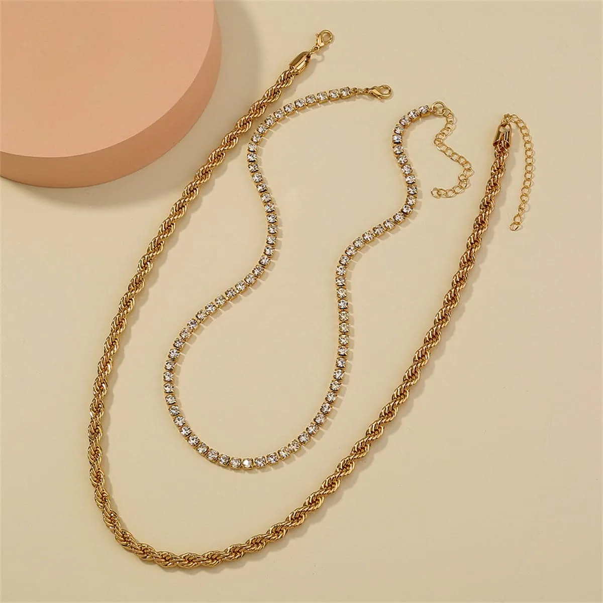 Cubic Zirconia & 18K Gold-Plated Necklace Set