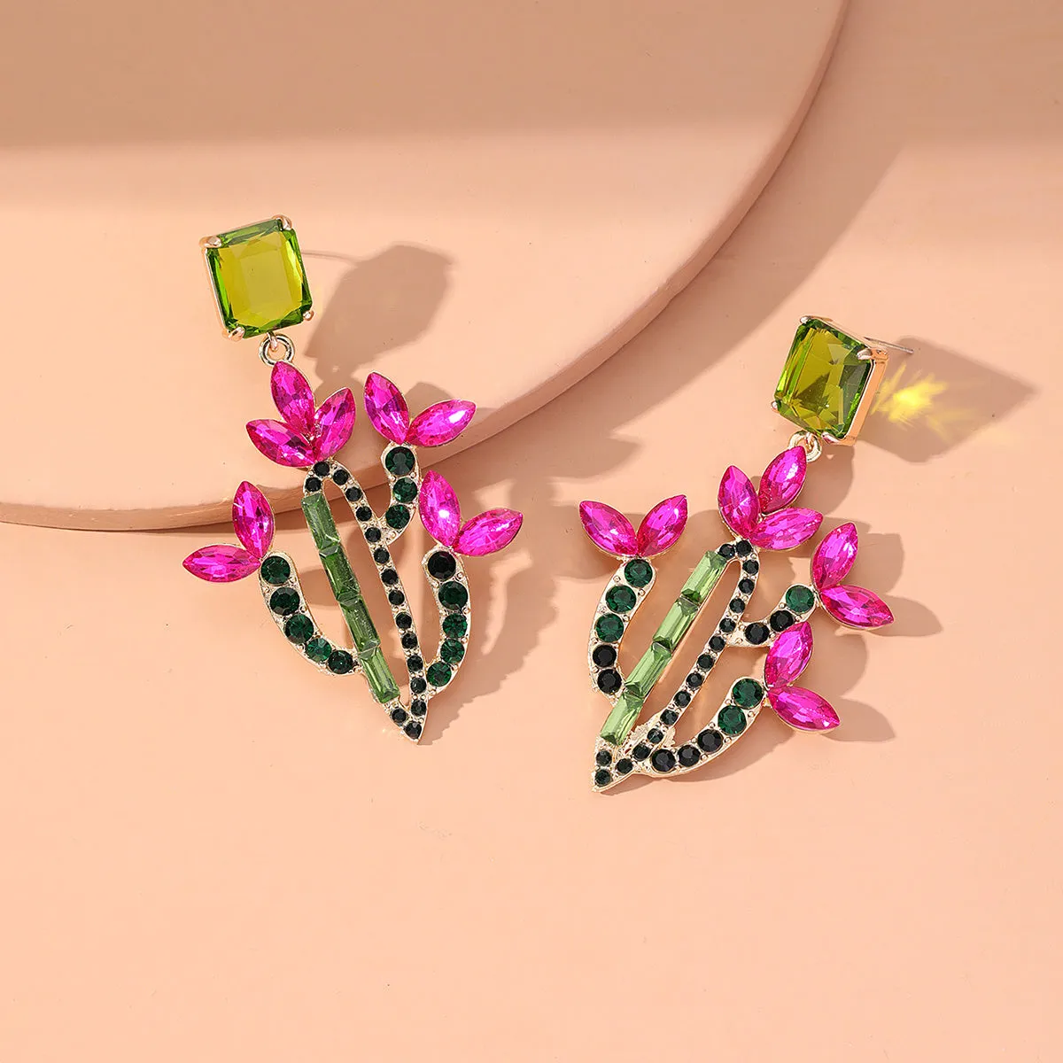 Cubic Zirconia & Crystal 18K Gold-Plated Cactus Drop Earrings