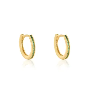 Cubic Zirconia Hoop Earrings - Gold Green - Medium