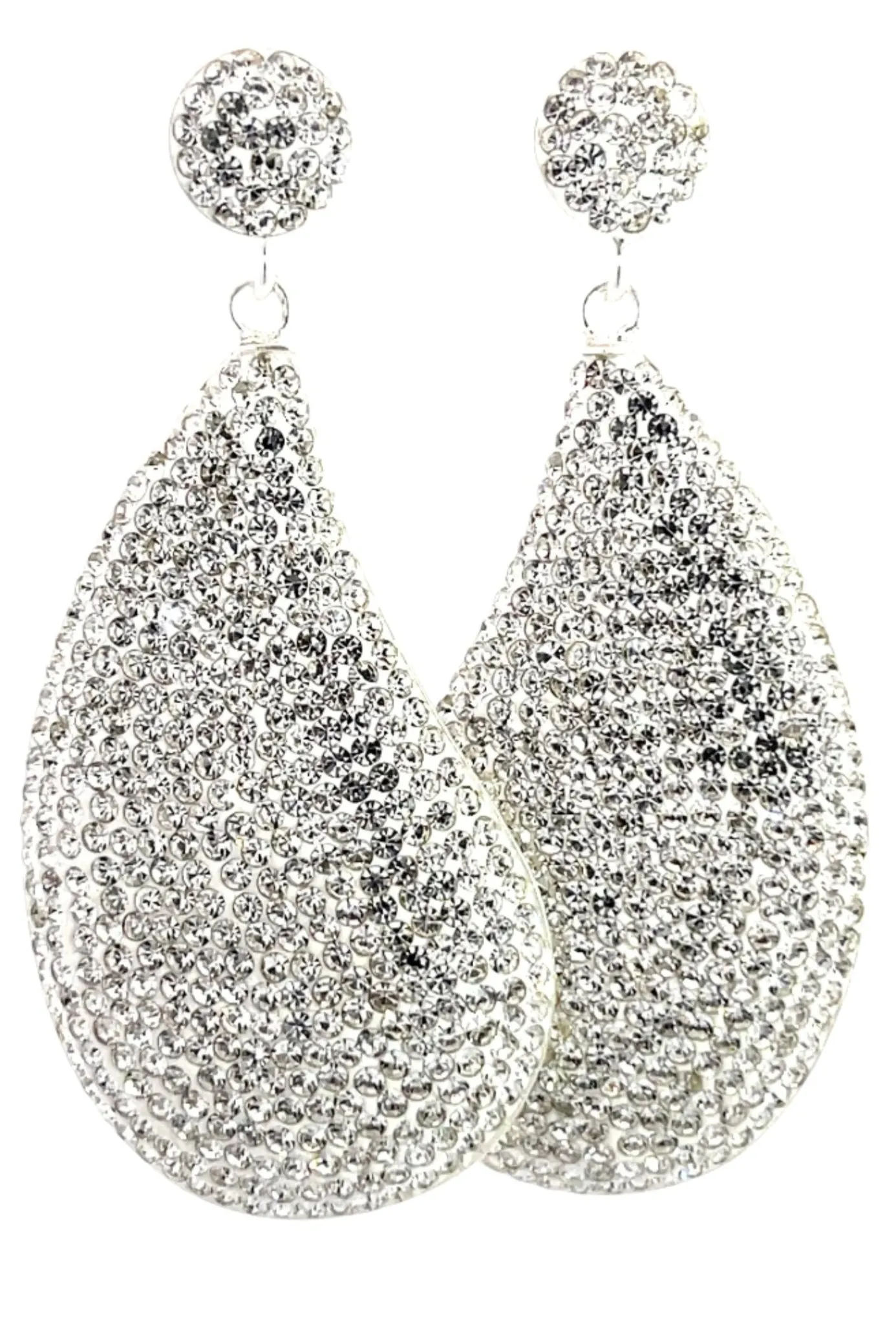 Curved Teardrop Crystal 925 Sterling Silver Drop Earrings