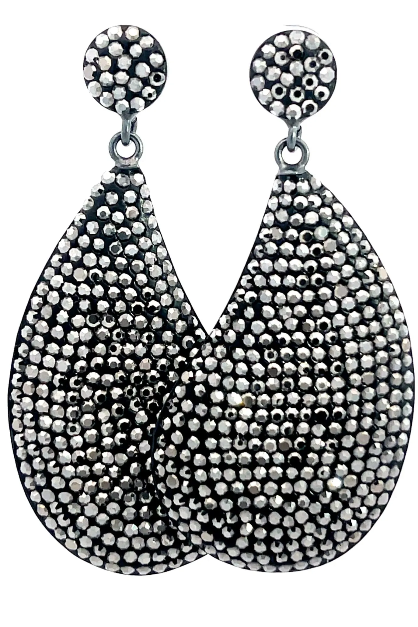 Curved Teardrop Crystal 925 Sterling Silver Drop Earrings