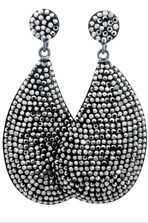 Curved Teardrop Crystal 925 Sterling Silver Drop Earrings