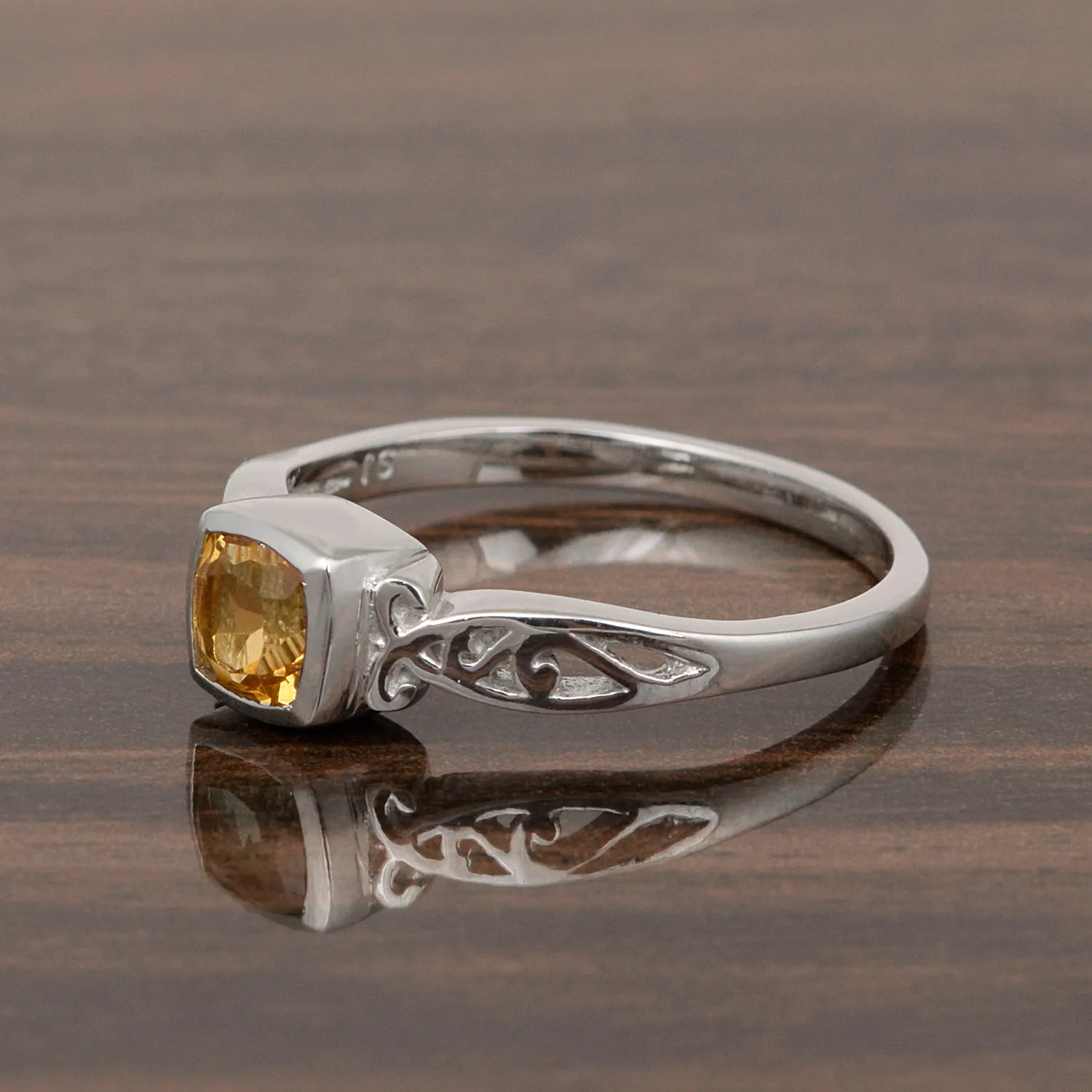 Cushion 0.65 Ctw Citrine Gemstone 925 Sterling Silver Women Cluster Ring