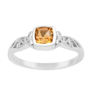 Cushion 0.65 Ctw Citrine Gemstone 925 Sterling Silver Women Cluster Ring