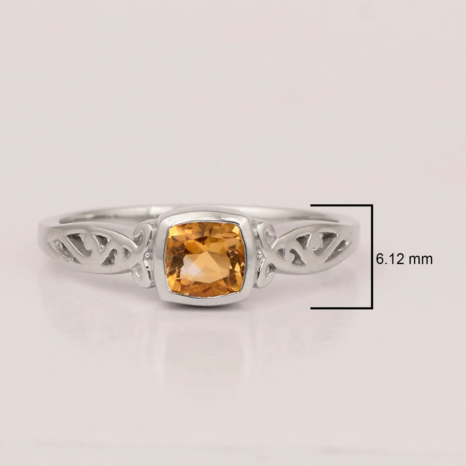 Cushion 0.65 Ctw Citrine Gemstone 925 Sterling Silver Women Cluster Ring