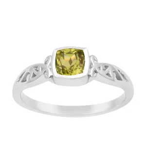 Cushion 0.65 Ctw Peridot Gemstone 925 Sterling Silver Women Cluster Ring