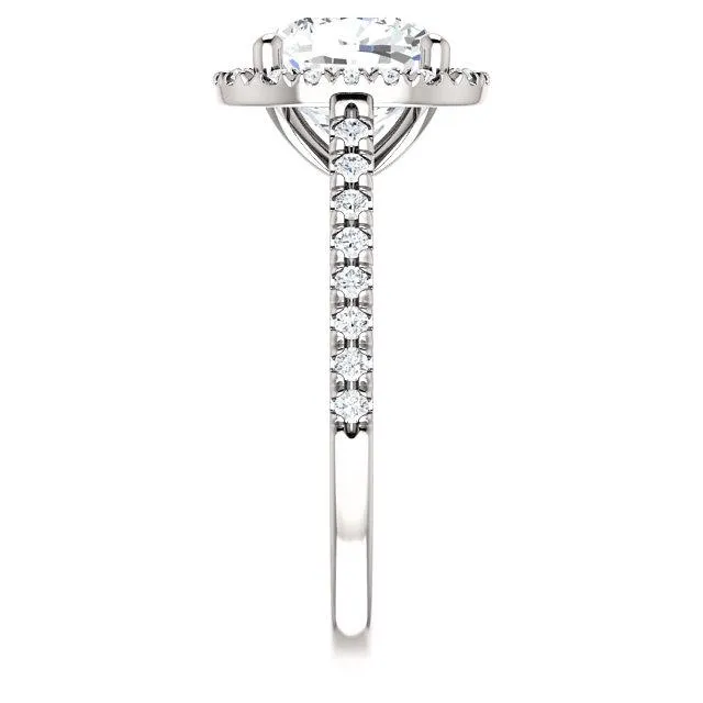 Cushion Moissanite Diamond Accent Ice Halo Cathedral Ring