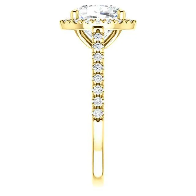 Cushion Moissanite Diamond Accent Ice Halo Cathedral Ring