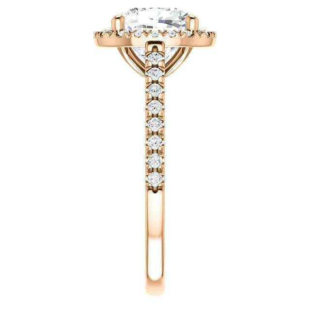 Cushion Moissanite Diamond Accent Ice Halo Cathedral Ring