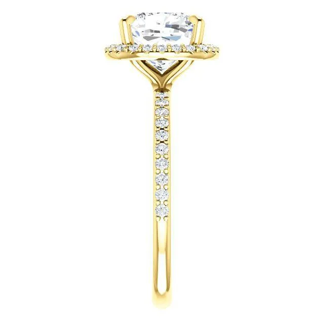 Cushion Moissanite Diamond Accent Ice Halo Ring
