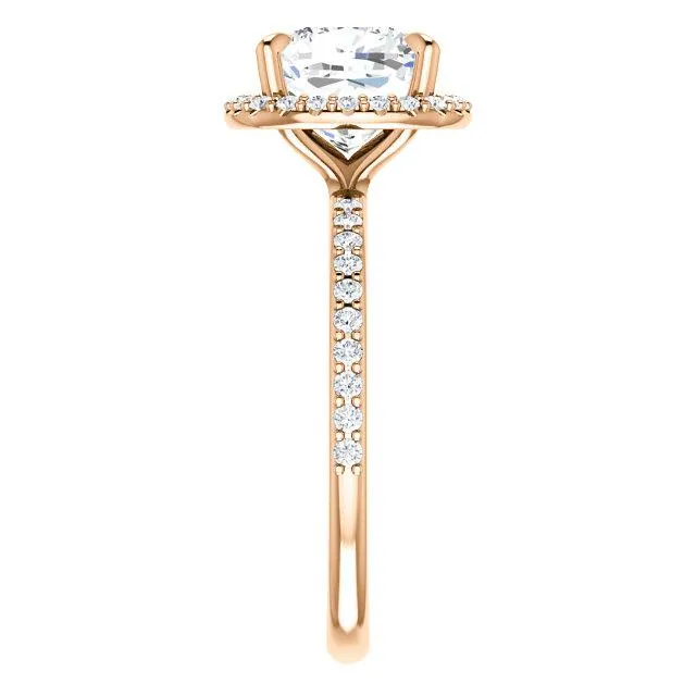Cushion Moissanite Diamond Accent Ice Halo Ring