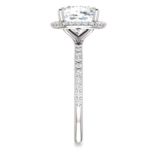 Cushion Moissanite Diamond Accent Ice Halo Ring