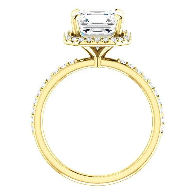 Cushion Moissanite Diamond Accent Ice Halo Ring