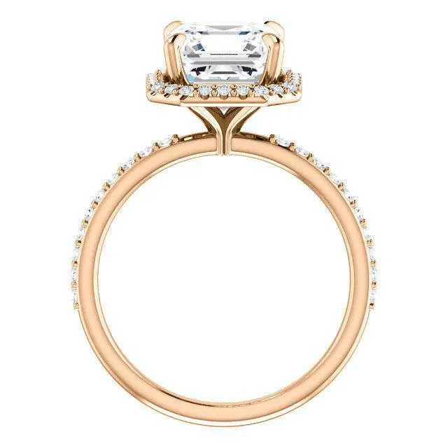 Cushion Moissanite Diamond Accent Ice Halo Ring