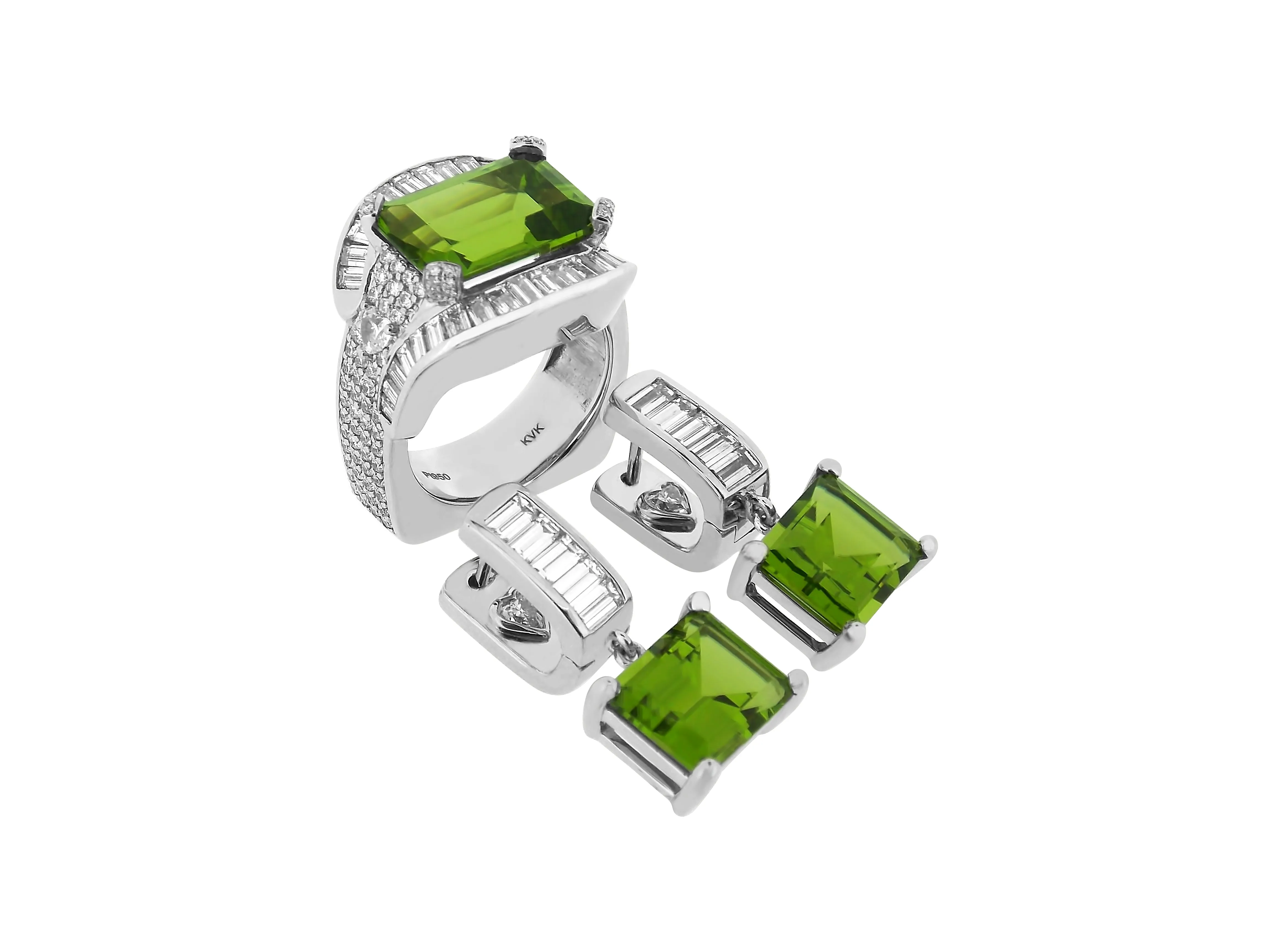 Custom Peridot Ring & Earrings
