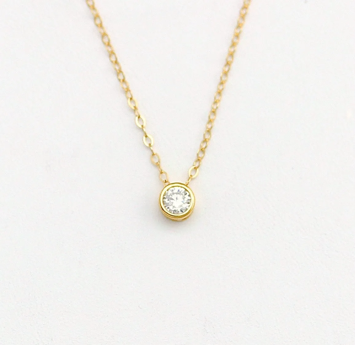 CZ Diamond &  Long Lariat Hammered Disc Personalized Layering Necklace