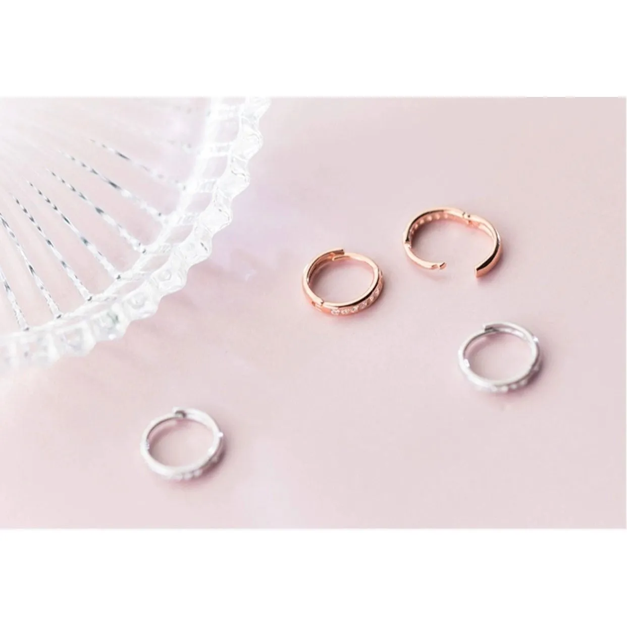 CZ Huggie Earrings-SH041
