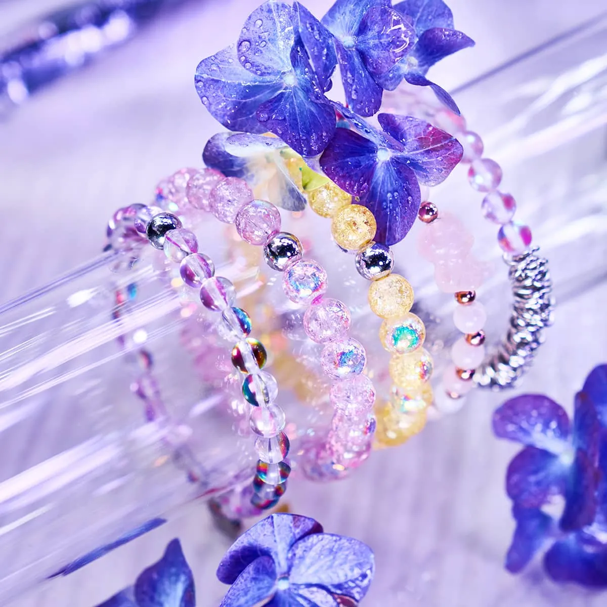 Daffodil Dew | .925 Sterling Silver | Bubble Glass Bracelet