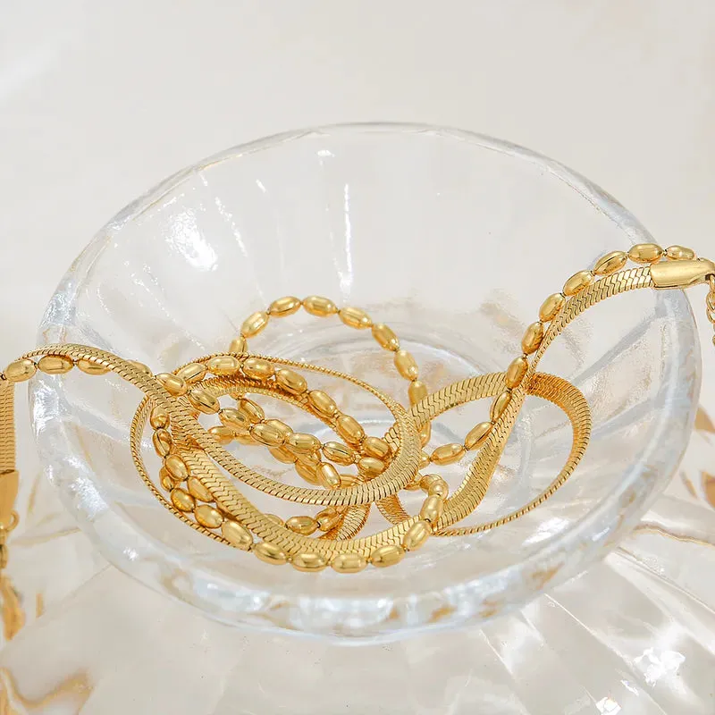 Daily Necklace 304 Stainless Steel 18K Gold Plated Double Layer Necklaces