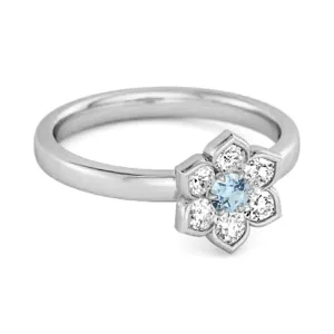 Daisy Flower 0.10 Cts Blue Topaz 925 Sterling Silver Women Wedding Ring