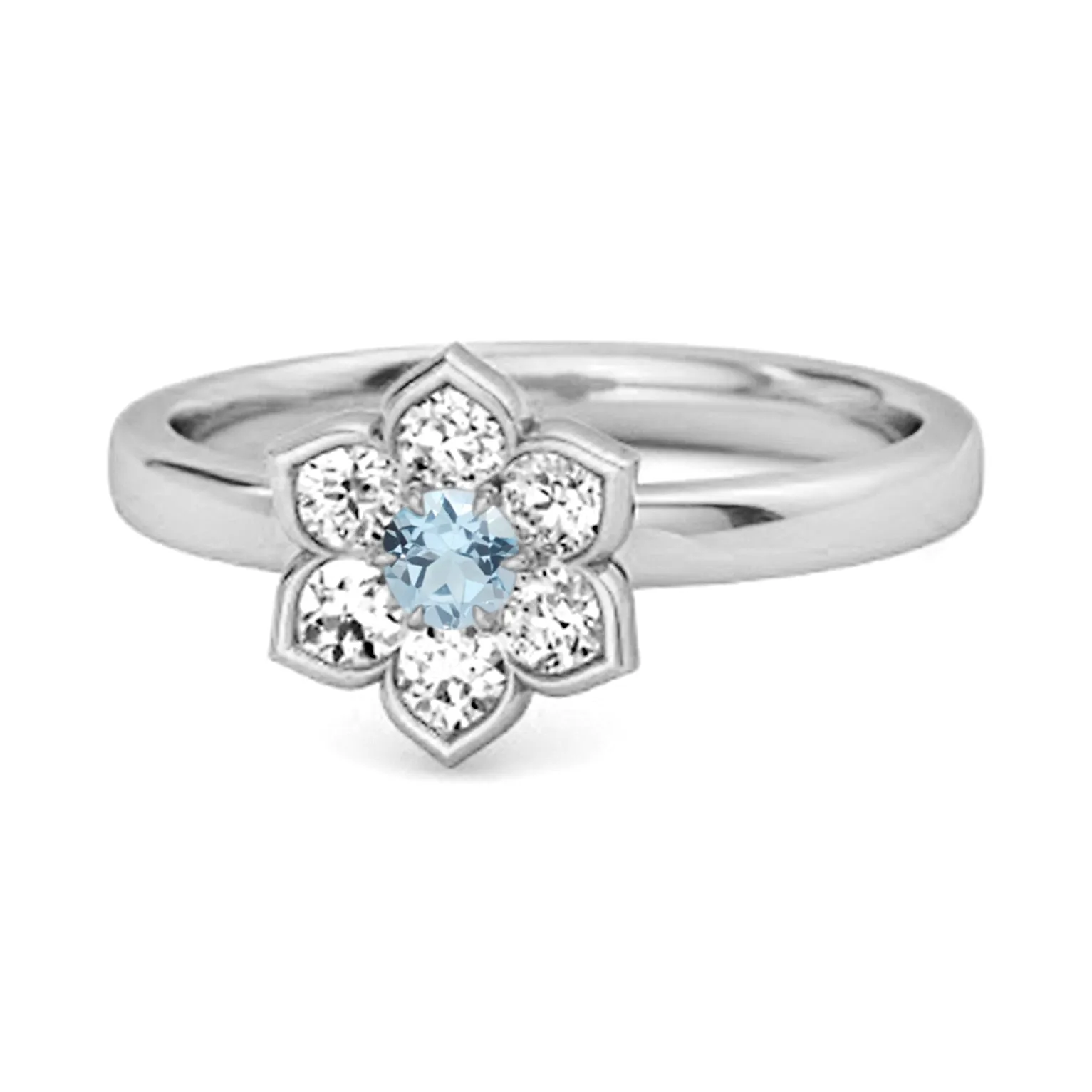 Daisy Flower 0.10 Cts Blue Topaz 925 Sterling Silver Women Wedding Ring