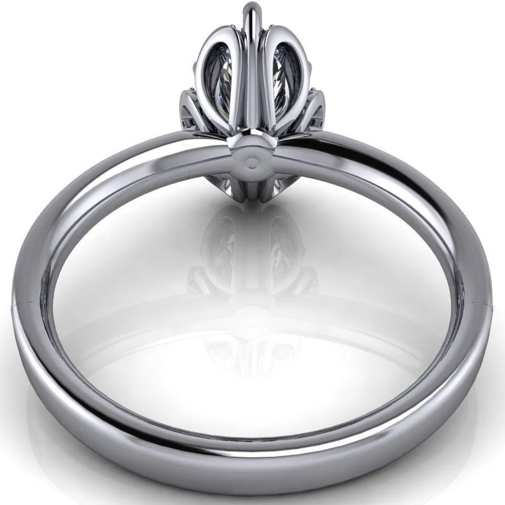 Daisy Marquise Center Stone Floral Diamond Basket Design and Diamond Shoulders Ring