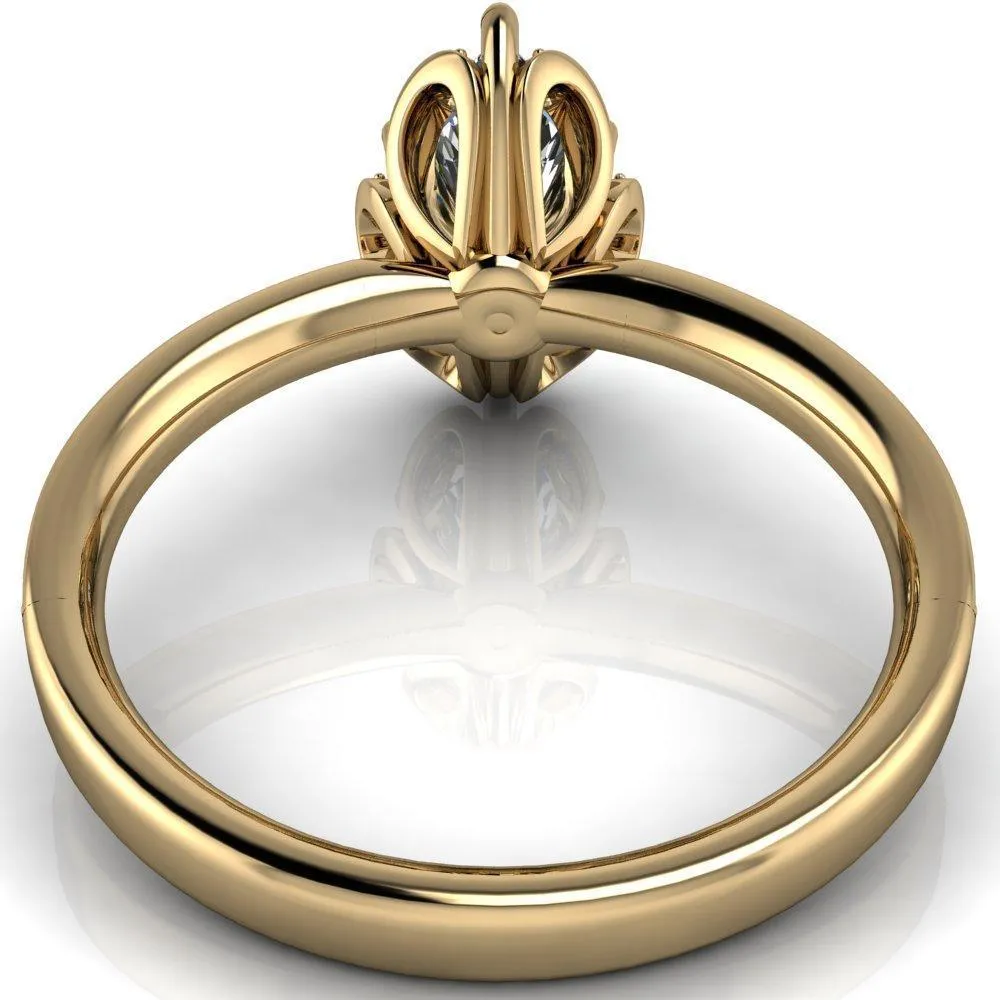 Daisy Marquise Center Stone Floral Diamond Basket Design and Diamond Shoulders Ring