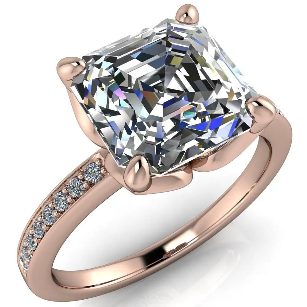 Dalton Asscher Moissanite 4 Prong Engagement Ring